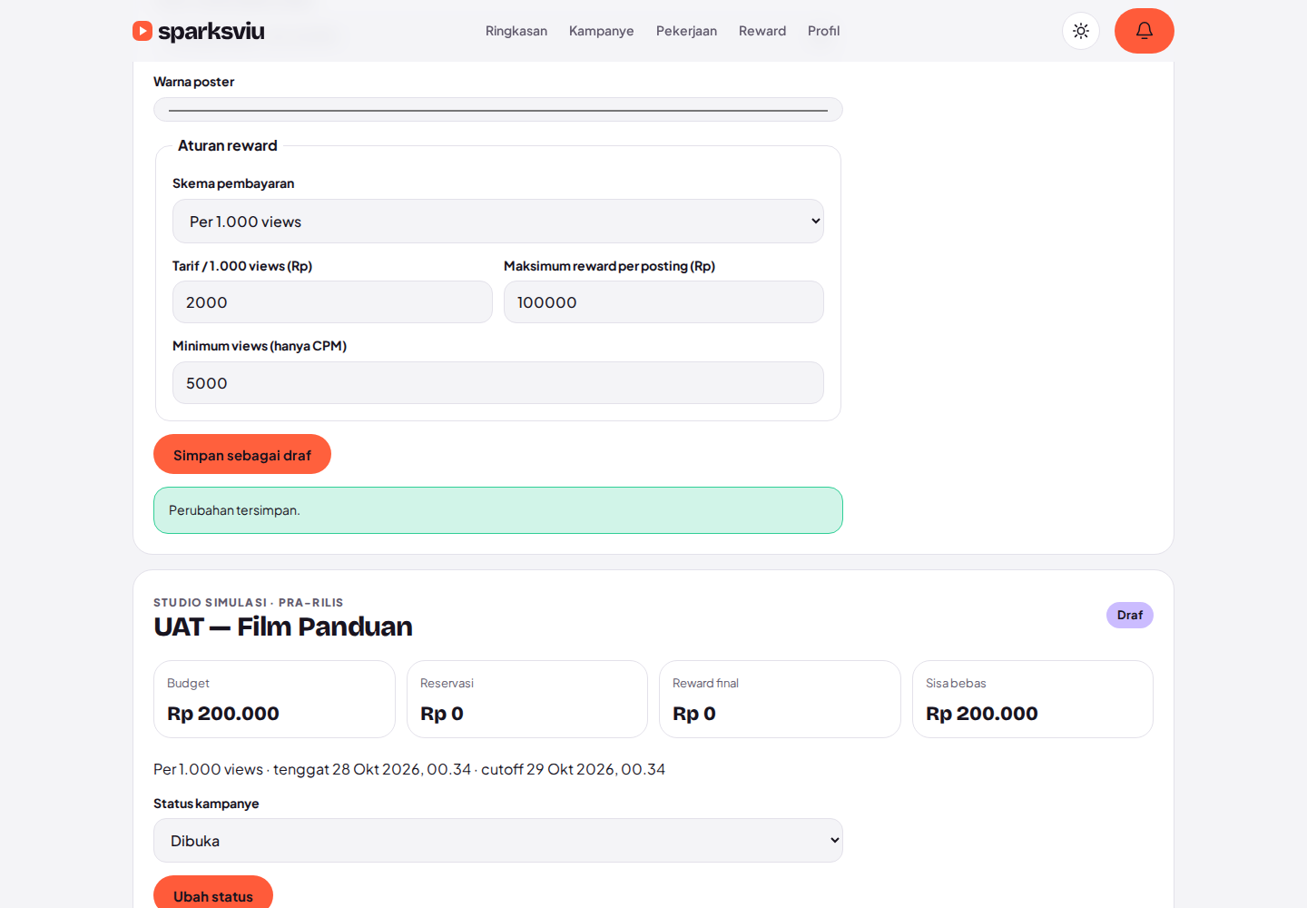 Publikasikan ketika seluruh ketentuan siap