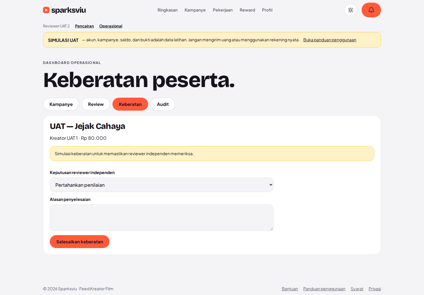 Tangani keberatan dengan reviewer independen