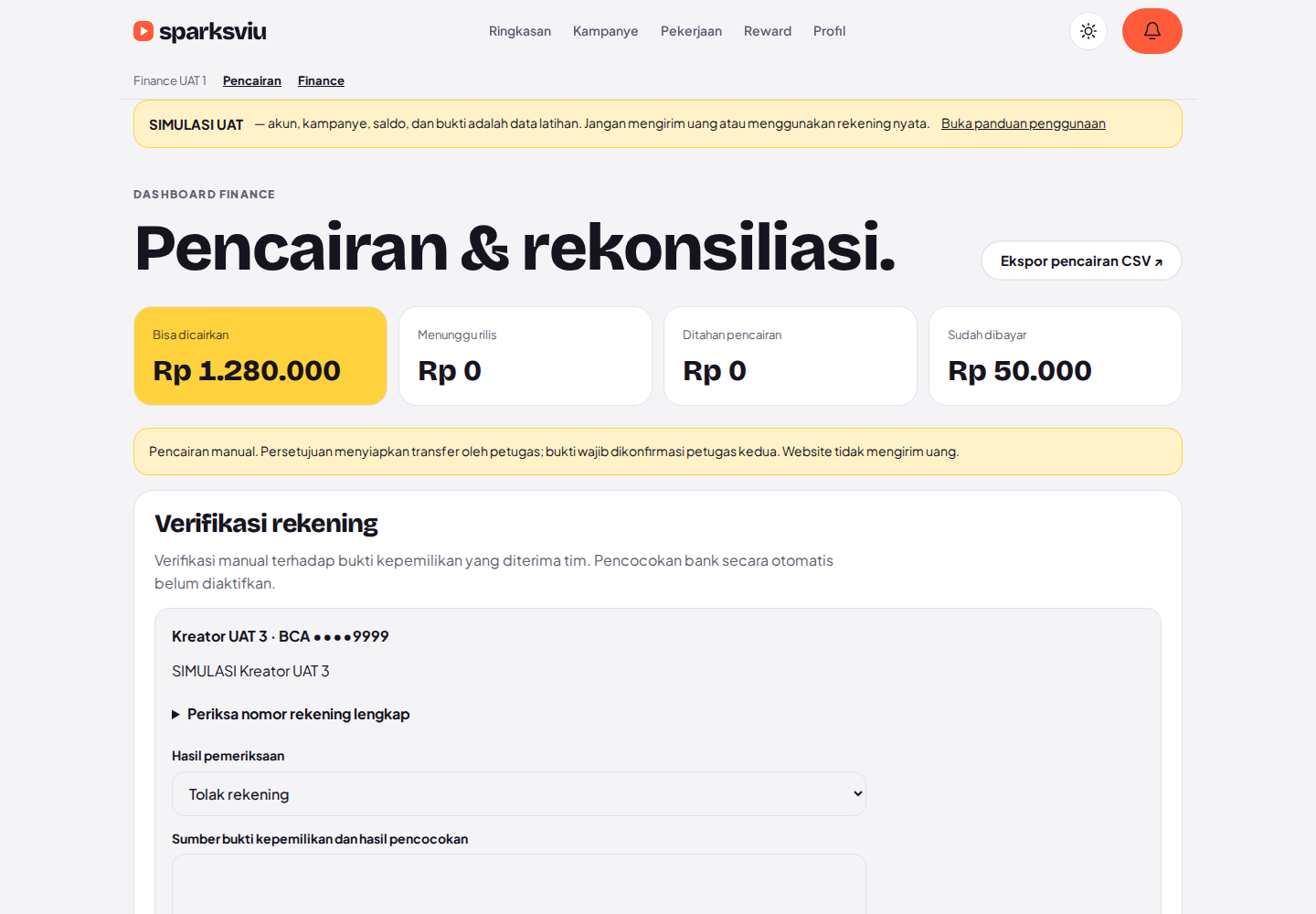 Verifikasi rekening berdasarkan bukti kepemilikan