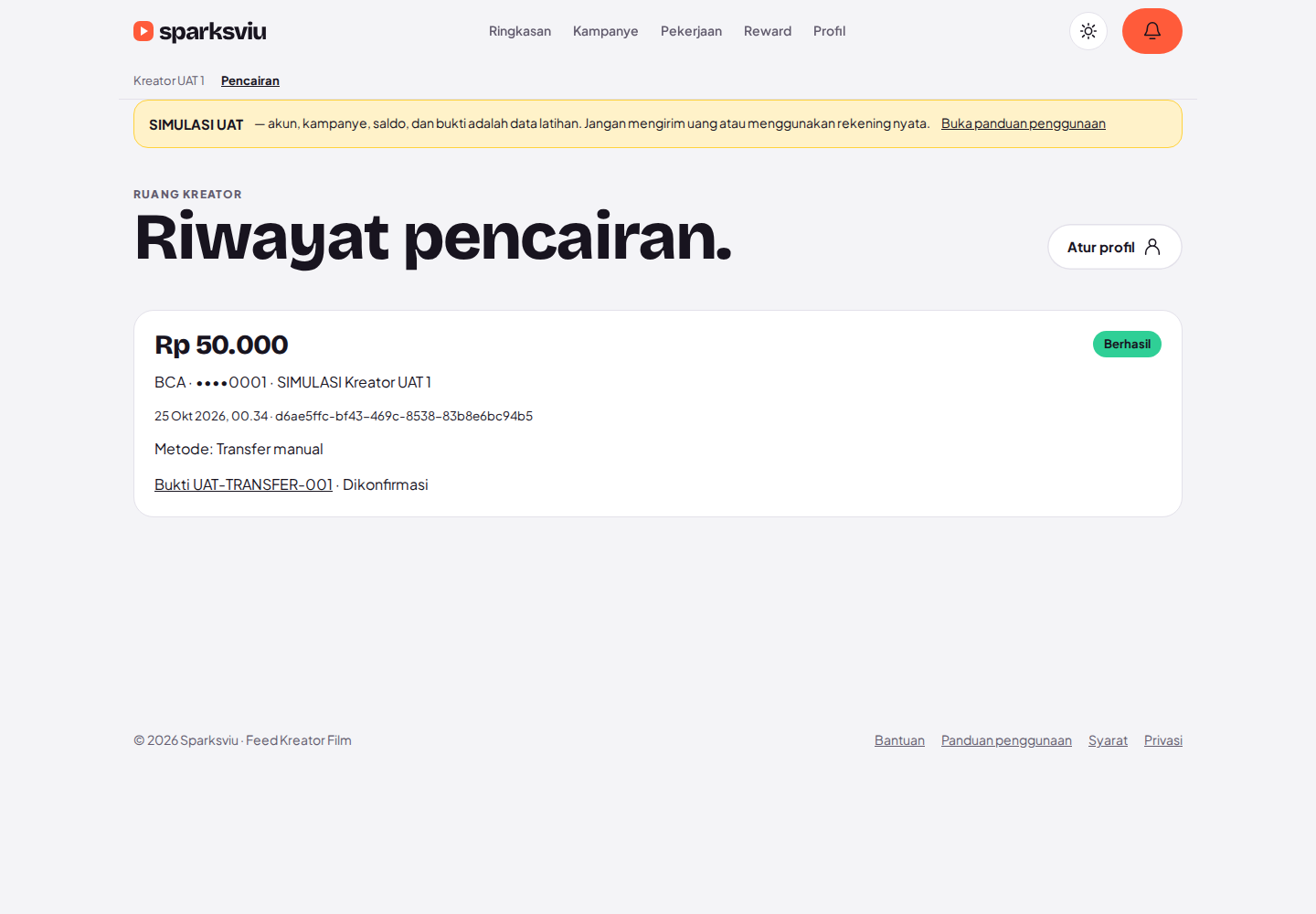 Pantau pengajuan dan bukti pembayaran