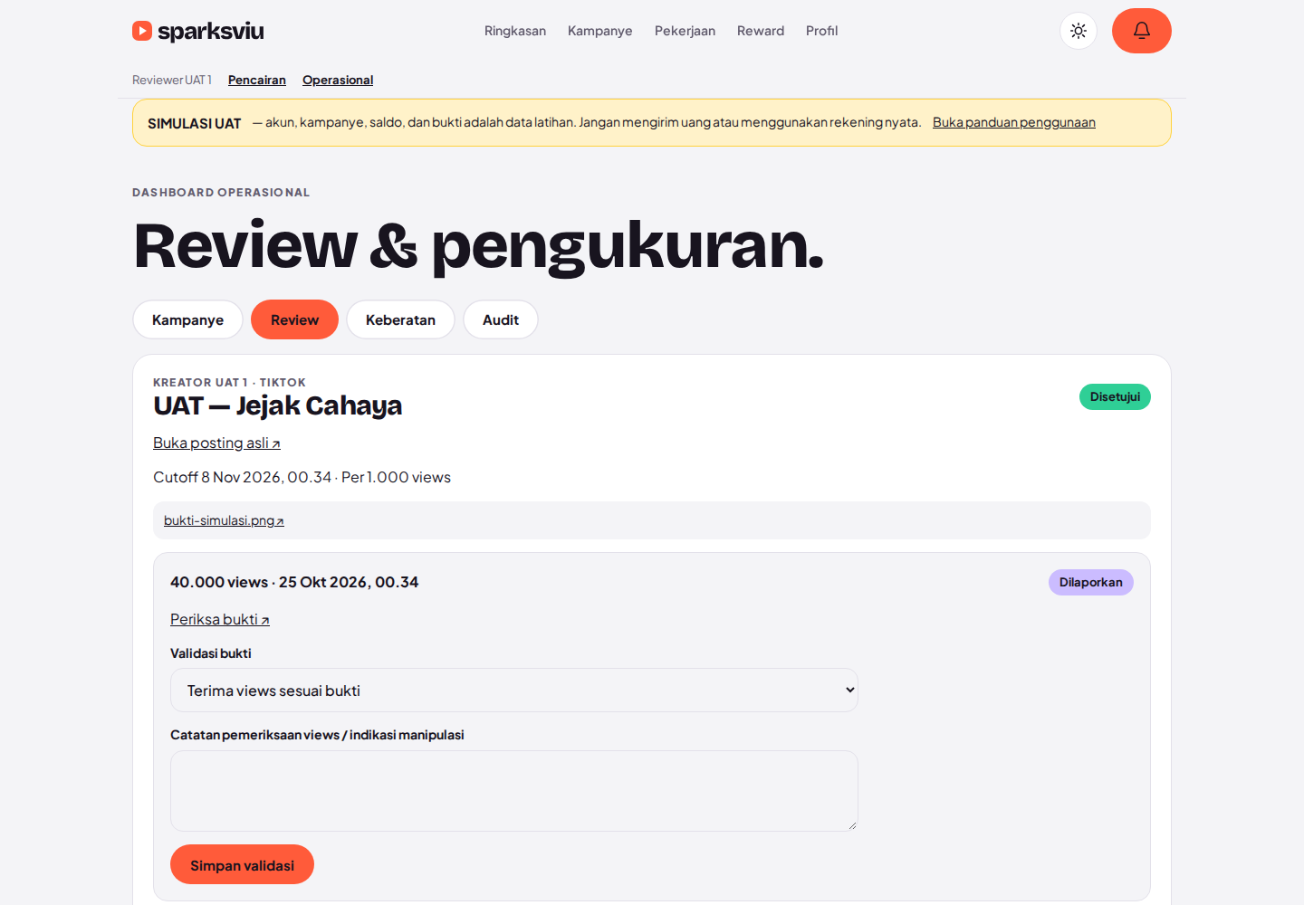 Validasi angka views