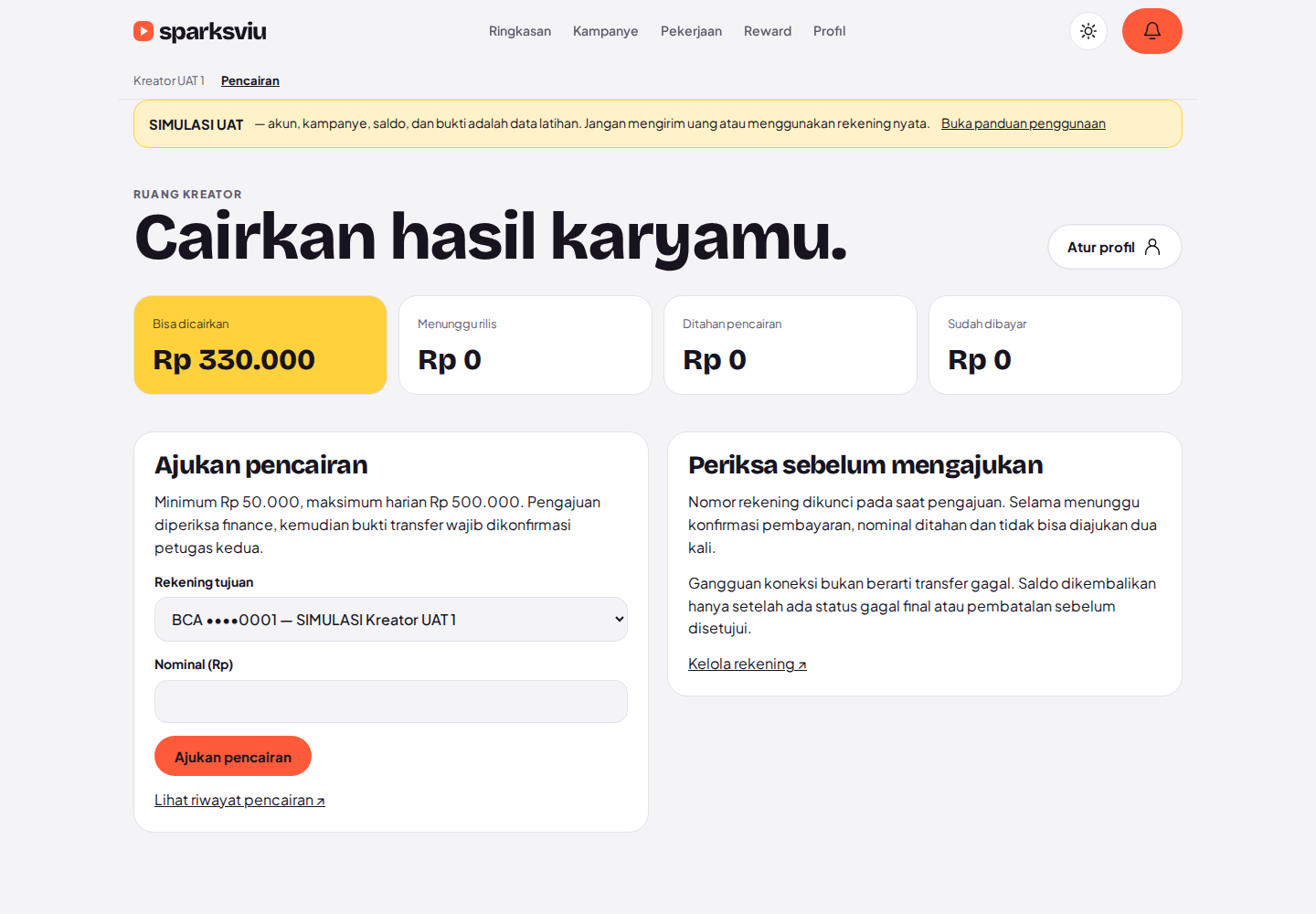 Siapkan rekening dan ajukan pencairan
